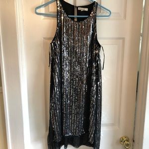 Glitter disco ball shift dress with side slits